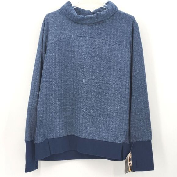 Avia Fleece Turtleneck Sweatshirt Womens Size XL Herringbone Pullover Athleisure - Picture 1 of 9